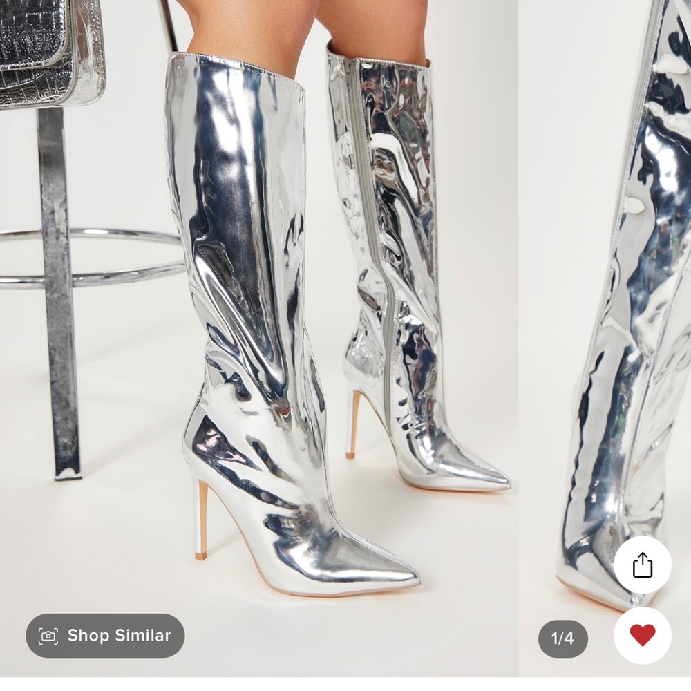 Brand new Silver High Heel knee high Boots